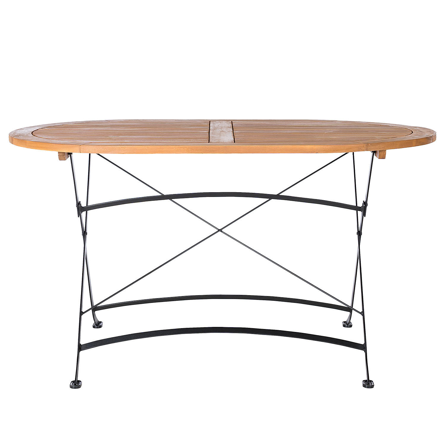 GARTENTISCH OVAL - Akazie massiv / Stahl - Braun / Schwarz - Schwarz/Braun, Holz/Metall (90/140/75cm) - home24