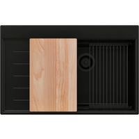 SPÜLBECKEN Sydney, 2-er set Alles Schwarz 78/50 cm 1 Becken + Ablauf-Set + Küchenzubehörset ab 60er Unterschrank - Beige/Schwarz, Kunststoff (78/20/50cm) - Primagran