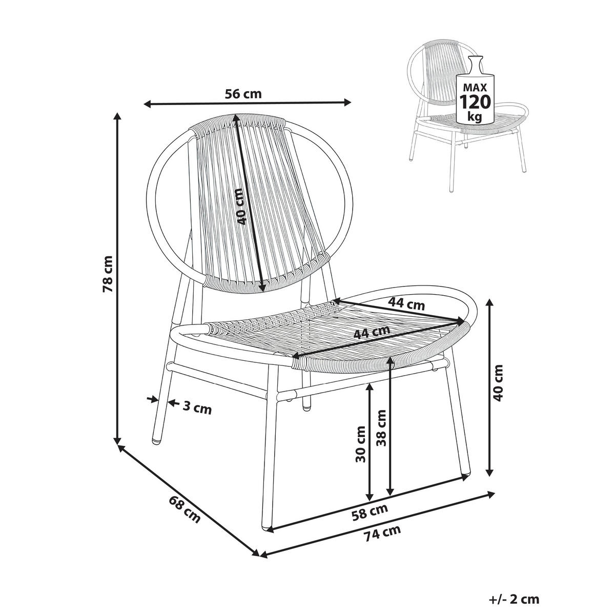 GARTENSTUHL Beige Ovaro - Beige, Kunststoff (74/78/68cm) - Beliani