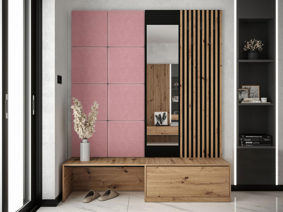 GARDEROBE Premium - Rosa/Braun, Holzwerkstoff (172/205/42cm) - MIRJAN24