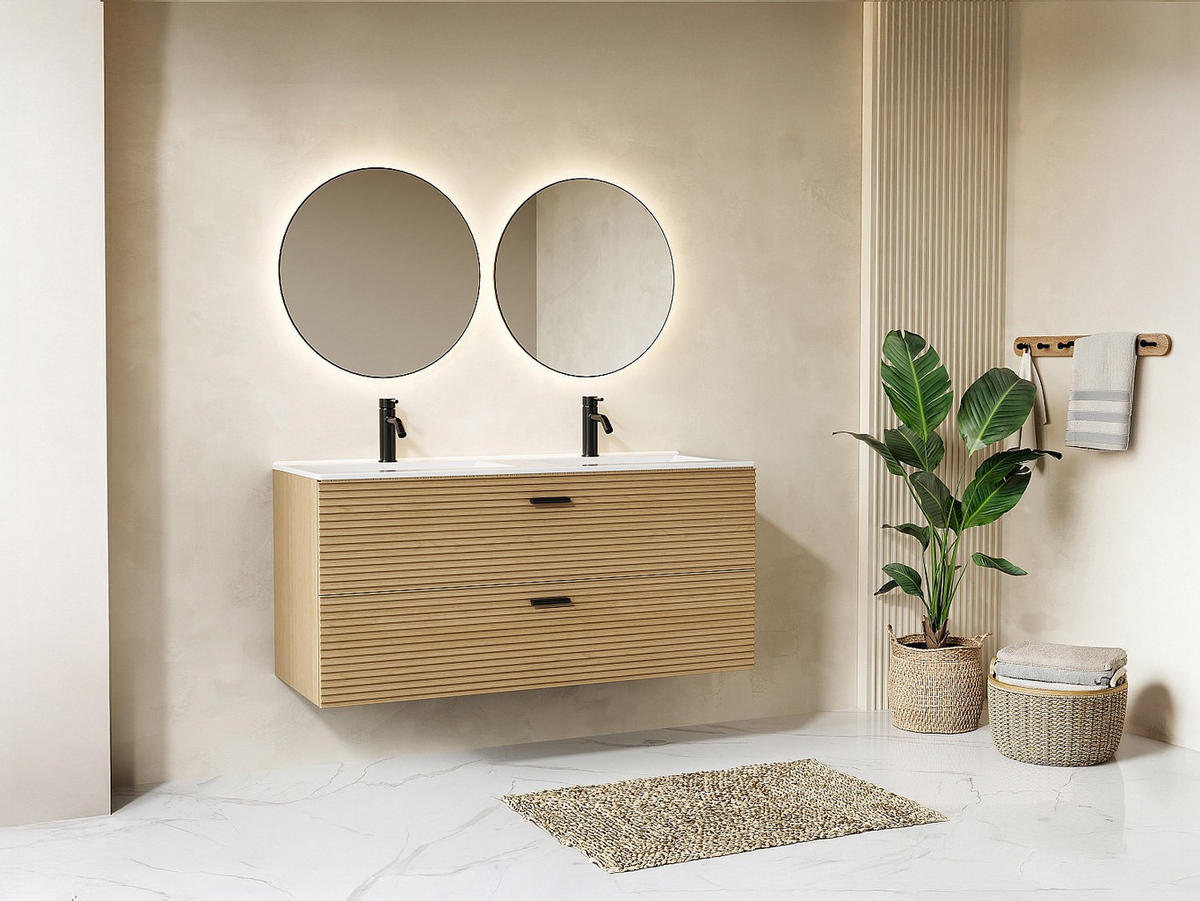 EINZELWASCHTISCH - 120 cm x 46 cm - Holz, Platte - Naturfarben Hell - SARONE - Naturfarben, Holz (120/55/46cm) - Vente-Unique