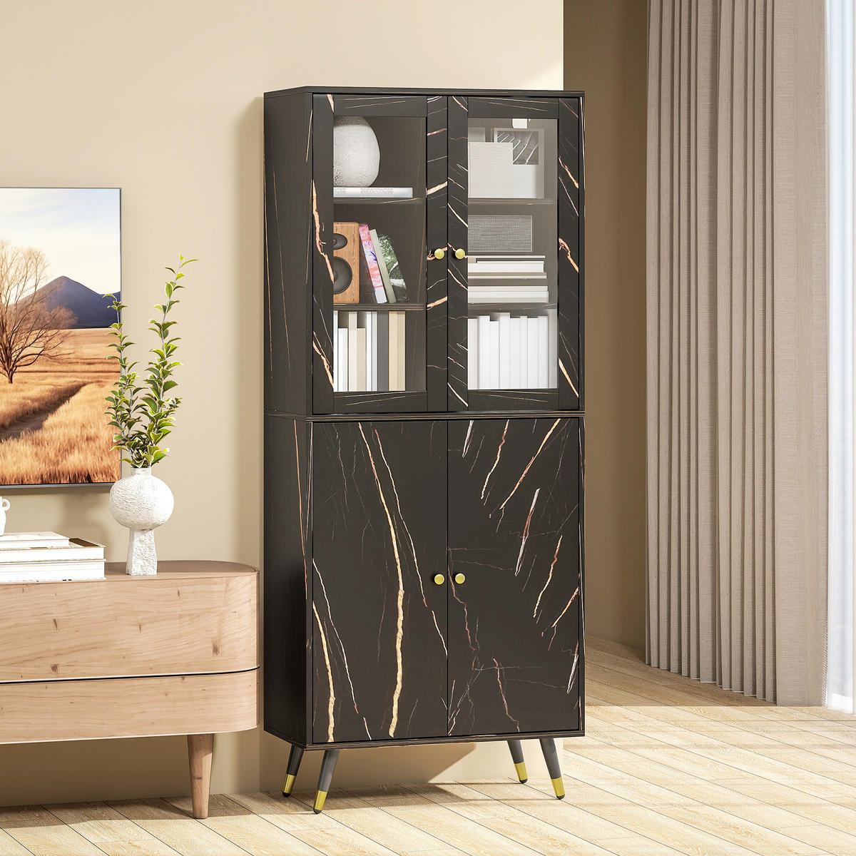 AKTENREGAL DE-14496 Schwarz - Schwarz, Holzwerkstoff (35/170/70cm) - ComfortXL