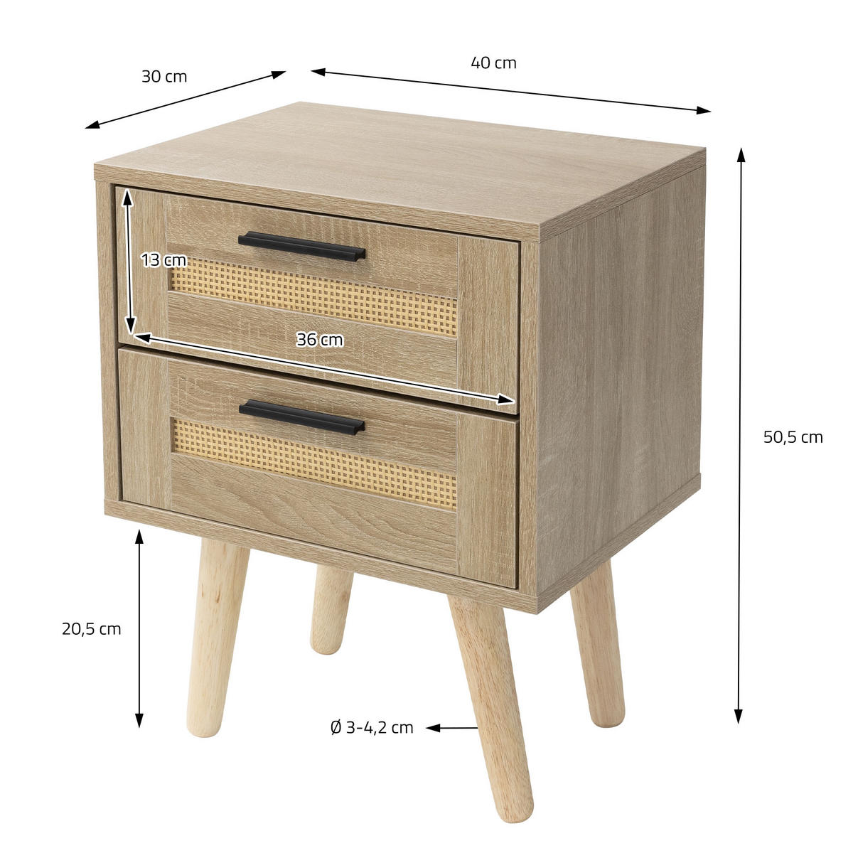 NACHTTISCH - Beige, Holzwerkstoff (40/50.5/30cm) - ML-DESIGN