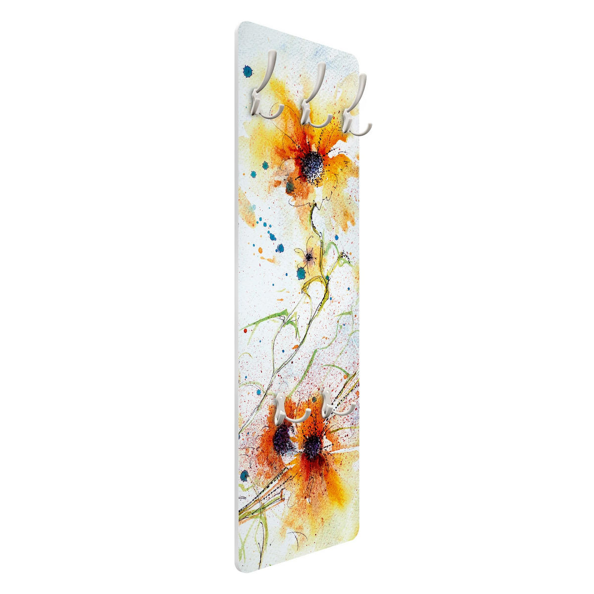 WANDGARDEROBE - Painted Flowers Orange 34/105 cm - Orange, Holzwerkstoff (34/105/1.6cm) - Bilderwelten