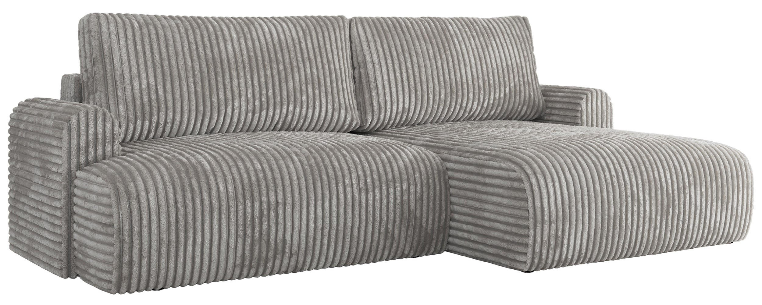 ECKSCHLAFSOFA TONO L Grau Cord - rechts - Schwarz/Grau, Kunststoff/Textil (150/260cm) - MKS