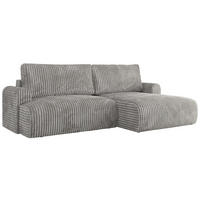 ECKSCHLAFSOFA TONO L Grau Cord - rechts - Schwarz/Grau, Kunststoff/Textil (150/260cm) - MKS