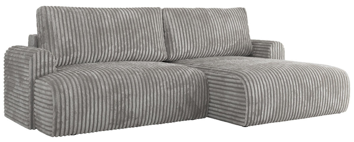 ECKSCHLAFSOFA TONO L Grau Cord - rechts - Schwarz/Grau, Kunststoff/Textil (150/260cm) - MKS