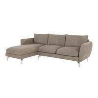 ECKSOFA Elou Dunkelbeige Microfaser - Chromfarben/Beige, Holz/Textil (261/167cm) - S-Style Möbel