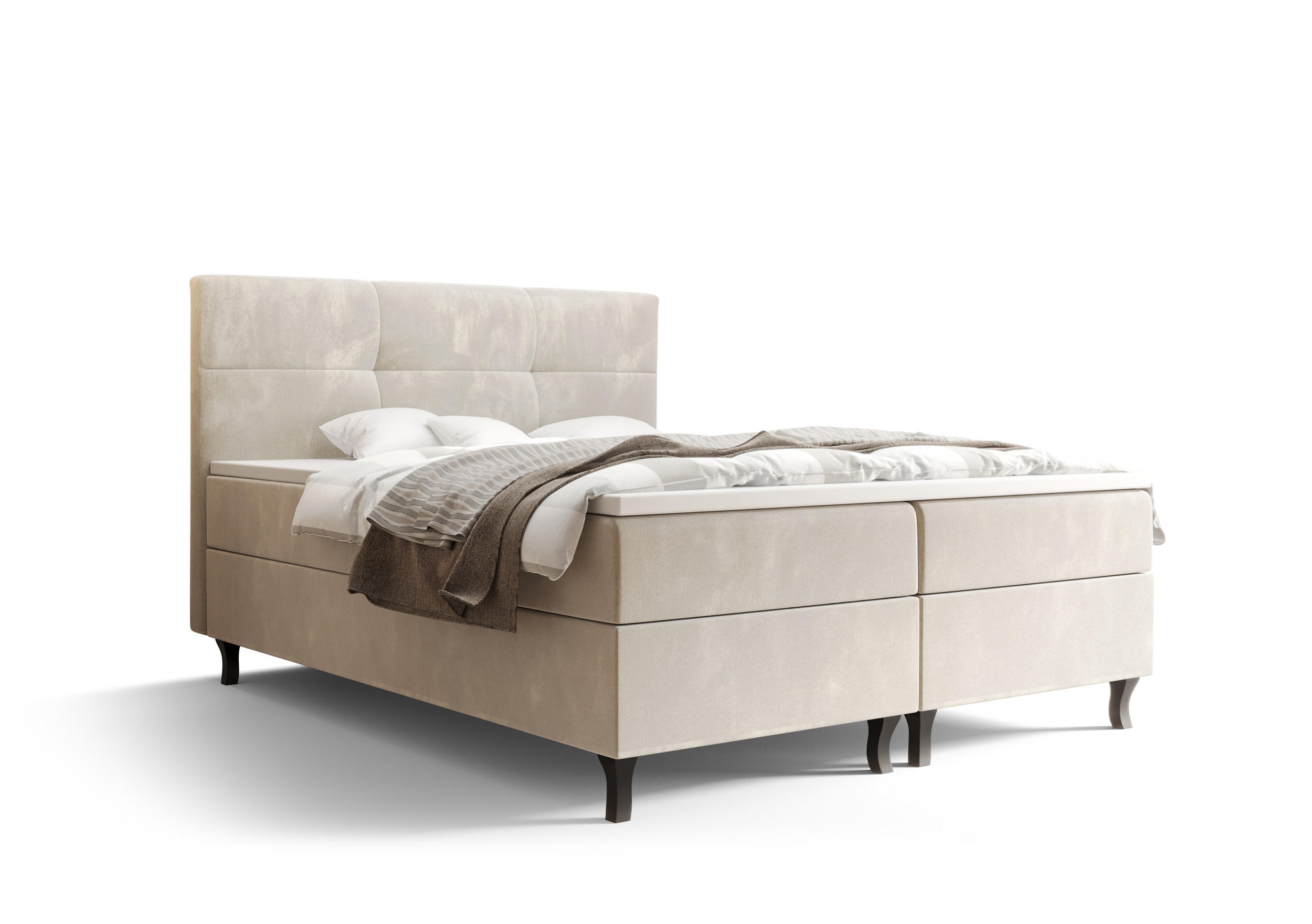 BOXBETT LIMBA mit Matratze H3, Bonell und Topper 180x200 Monolith 02 - Creme, Holz/Textil (180/200cm) - Bedante