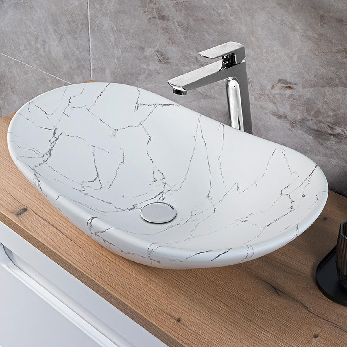 WASCHTISCH Xanten-56 - Braun, Holzwerkstoff (101/74/47cm) - Lomado