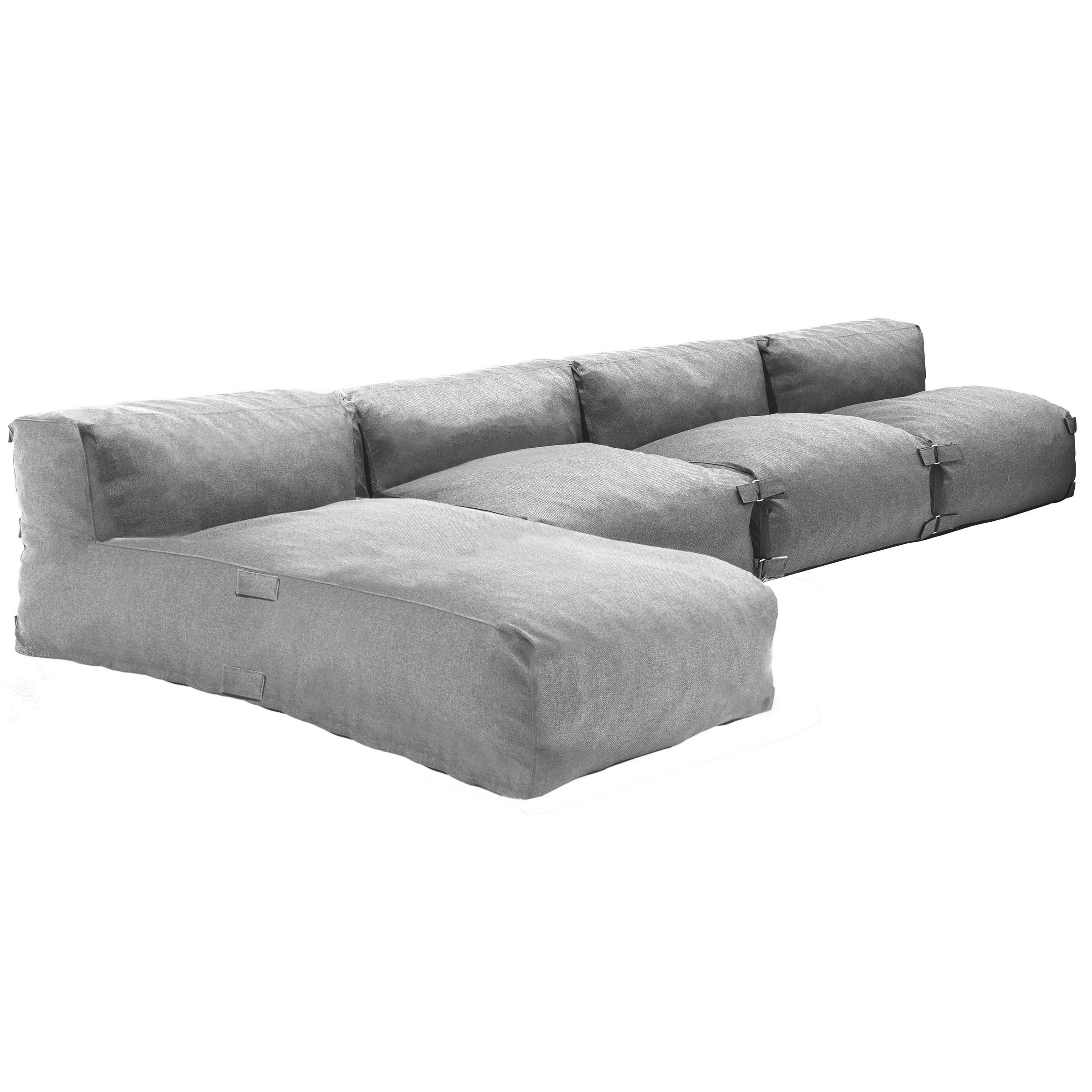 GARTENSOFA mit 4 Sitzplätzen, Grau - Grau, Textil - Oviala
