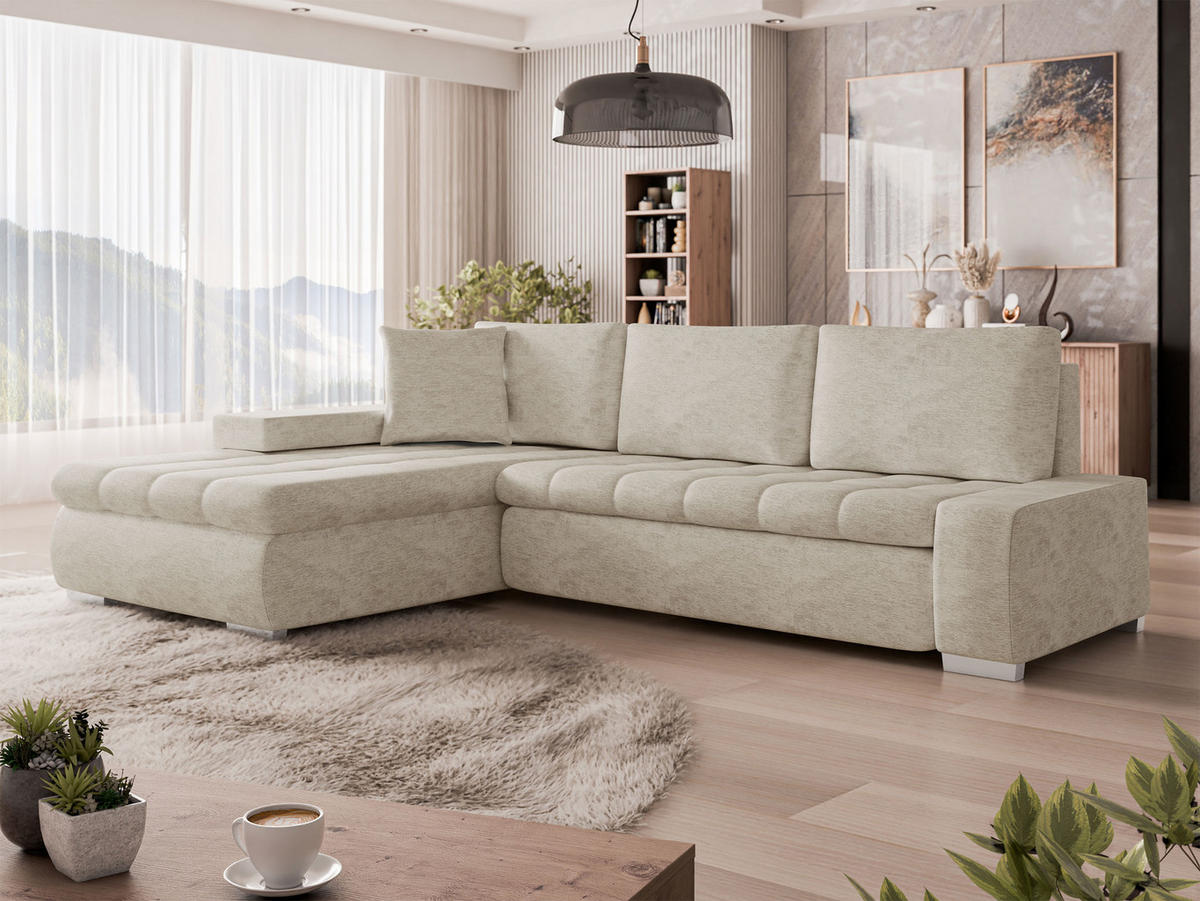 ECKSOFA Orkan Mini - Champagner, Holz/Textil (265/185cm) - MIRJAN24