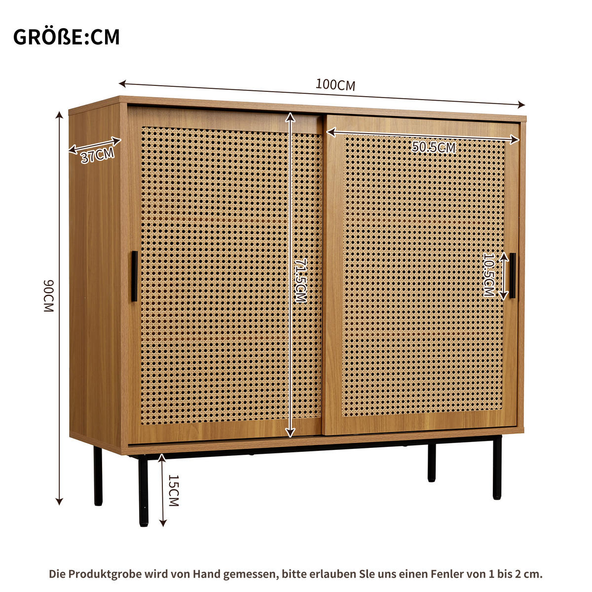 KOMMODE braun 100/37/90 cm - Braun, Holzwerkstoff (100/90/37cm) - Urban Meuble