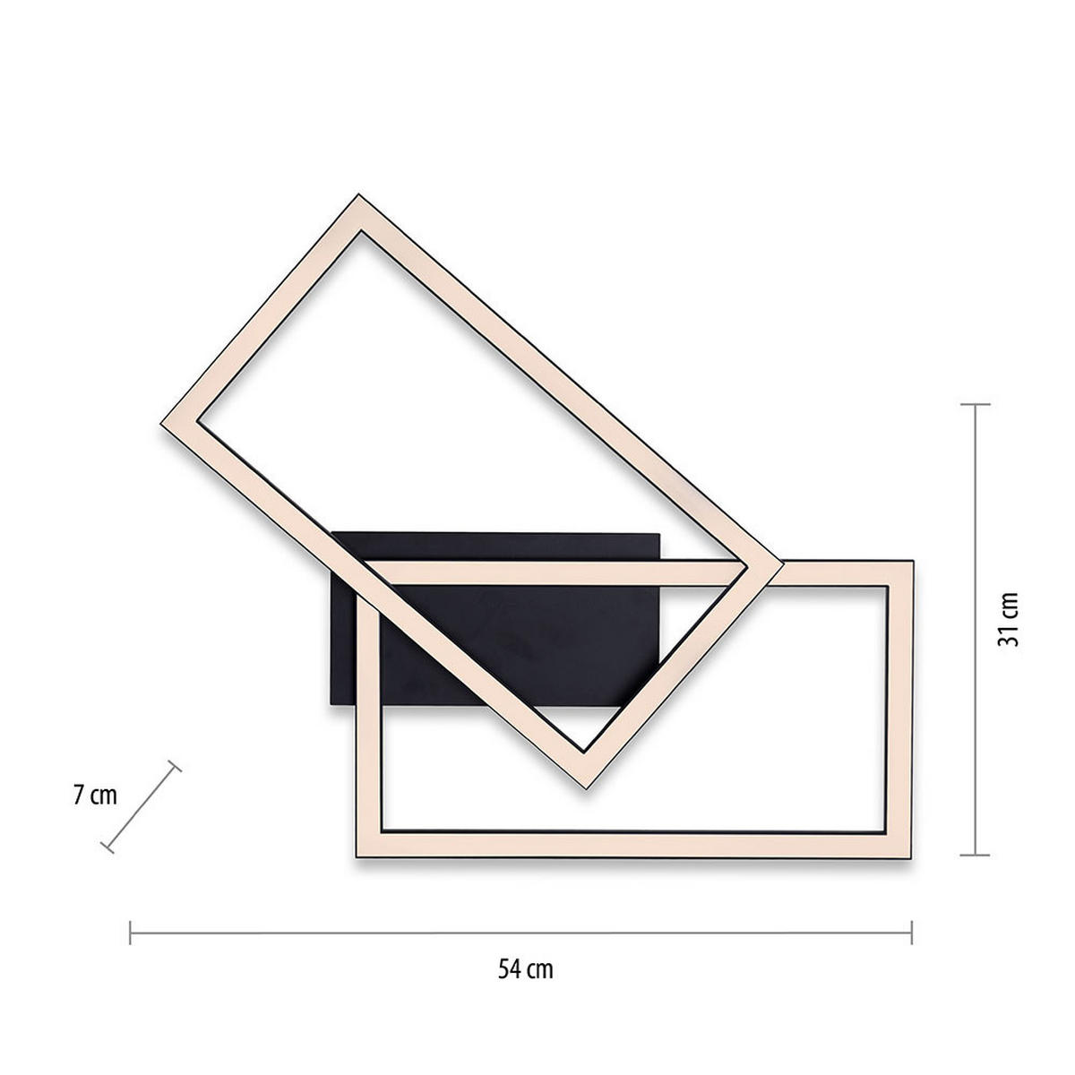 LED DECKENLEUCHTE Schwarz Metall - Schwarz, Metall (54/31/7cm)