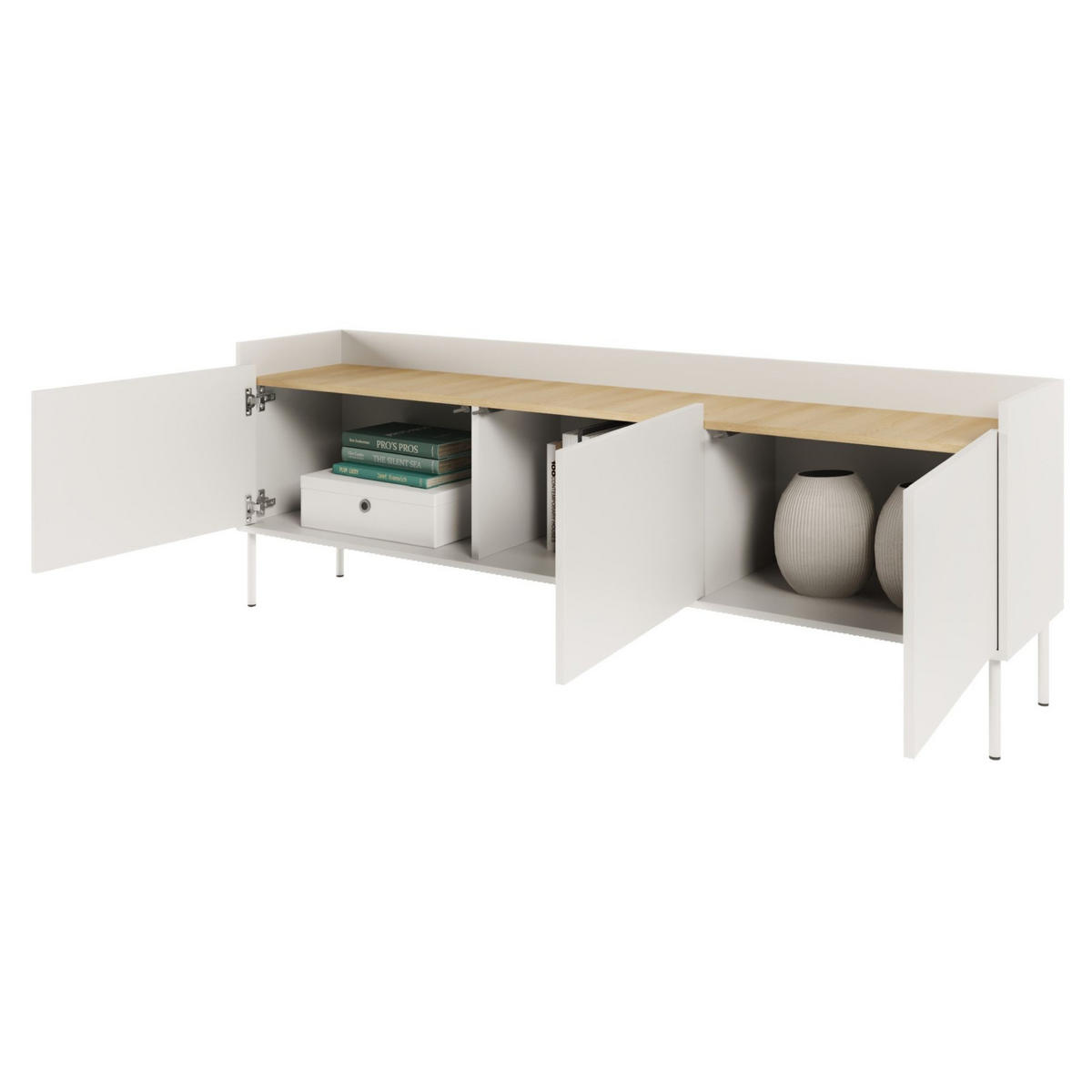 TV-SCHRANK Tovi Weiß / Holzoptik Eiche 175 cm - Weiß, Holzwerkstoff/Metall (175/58.5/36.4cm) - Selsey