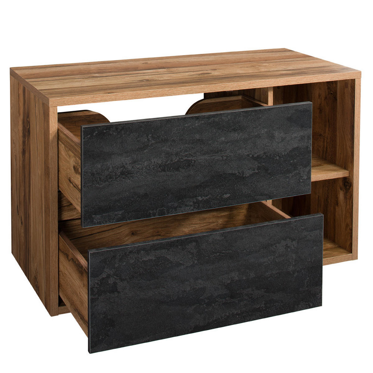 WASCHBECKENSCHRANK Harlow-56 - Anthrazit/Braun, Holzwerkstoff (100/71/46cm) - Lomado