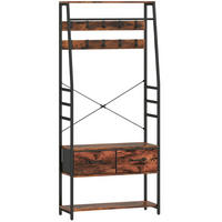GARDEROBE 80/180/30 cm Braun aus Holz und Metall mit Schuhregal - Braun, Holz (30/180/80cm) - OKMYHOME