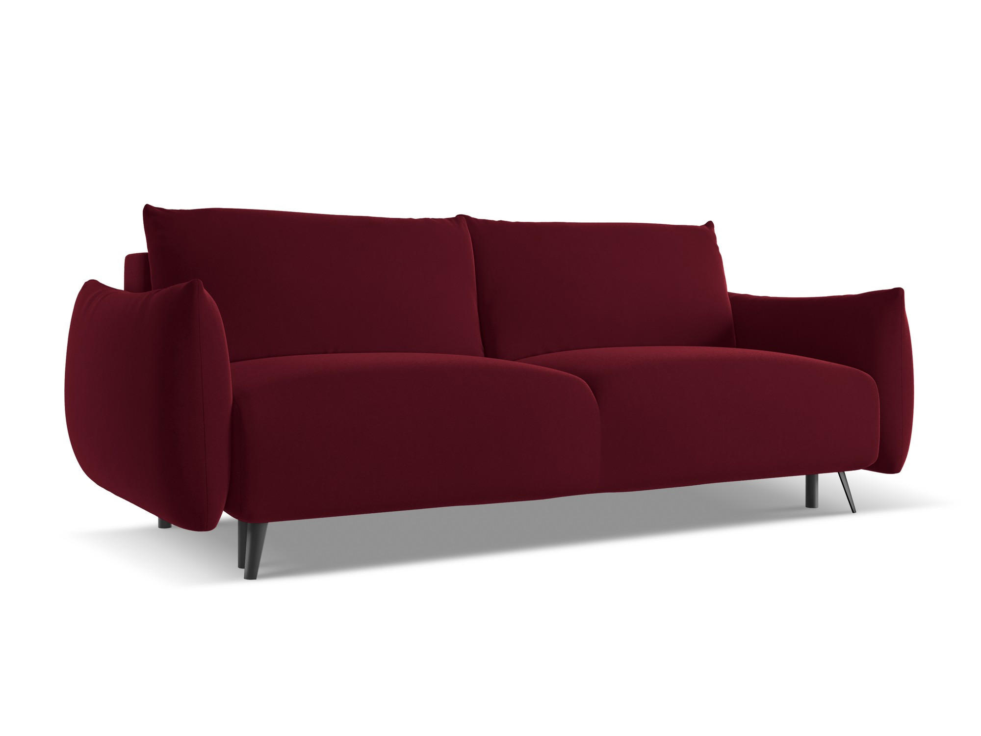 3-SITZER SOFA mit Schlaffunktion Samt Stoff Rot - Bordeaux/Rot, Textil/Metall (230/86/105cm) - Makamii