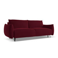 3-SITZER SOFA mit Schlaffunktion Samt Stoff Rot - Bordeaux/Rot, Textil/Metall (230/86/105cm) - Makamii