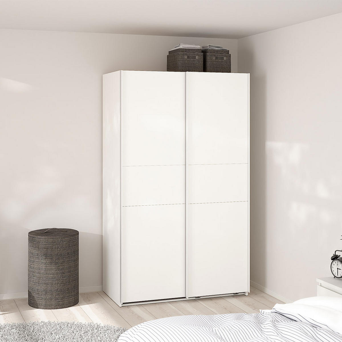 SCHIEBETÜRENSCHRANK, Como, Weiß, Holzwerkstoff, 119 x 67 x 201 cm - Weiß, Holzwerkstoff (119/201/67cm) - ebuy24