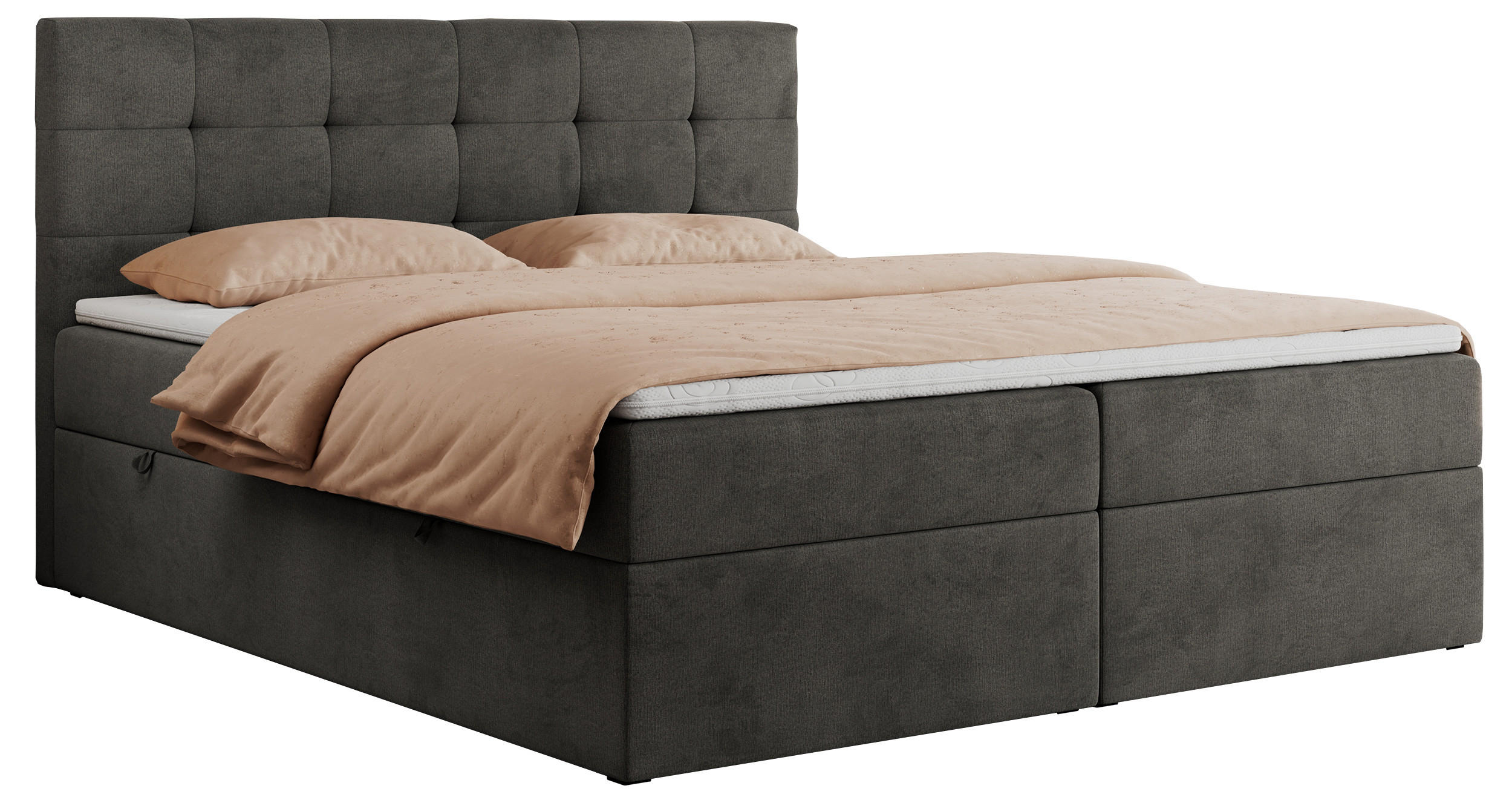 BOXBETT CENTO 200/200 Grau Velvet - H4 - Grau, Holz/Textil (200/200cm) - MKS