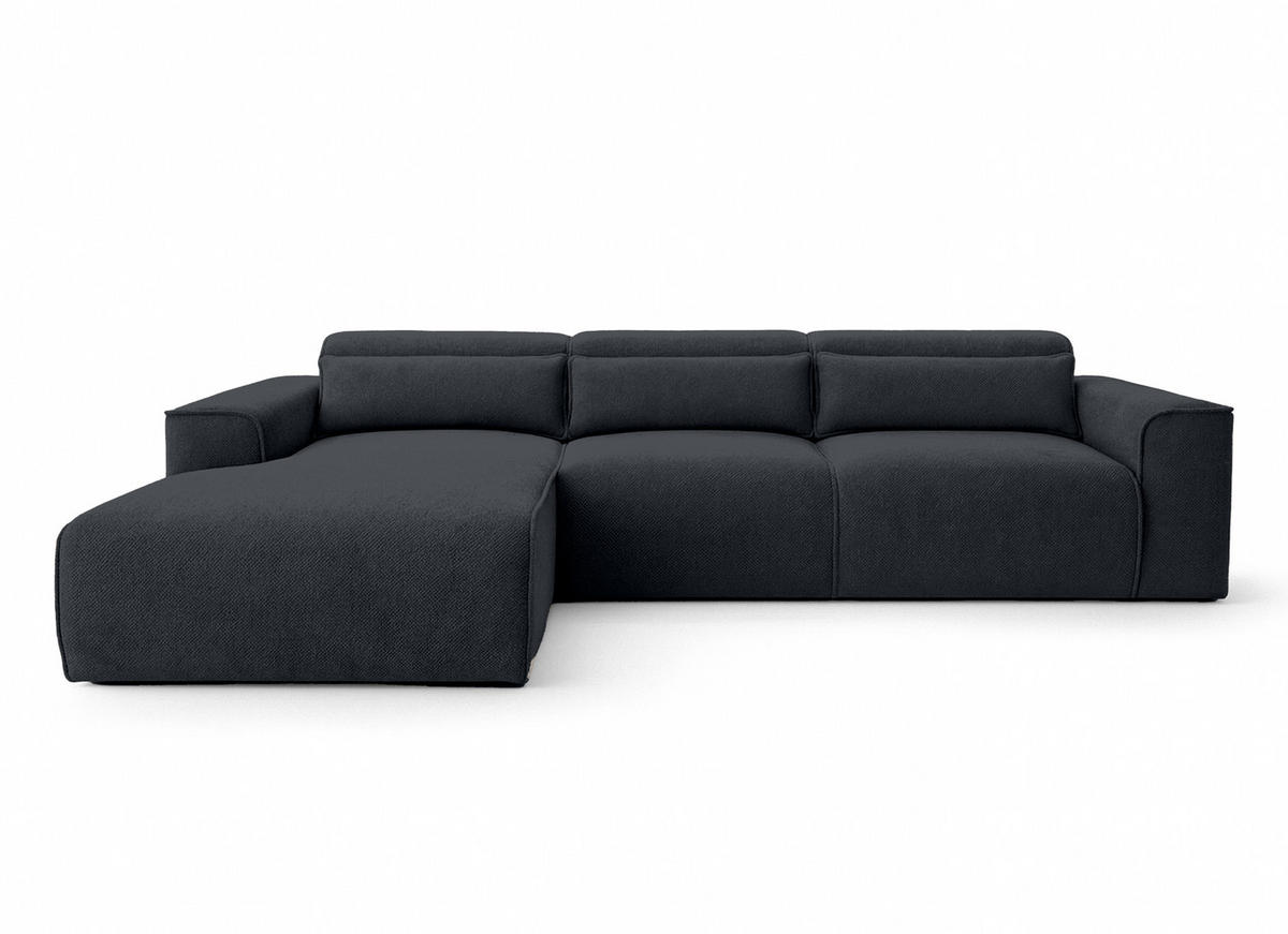 ECKSOFA L Form Ruyam Schwarz 310/165/78 cm – Schlaffunktion Links - Schwarz, Kunststoff/Textil (170/310cm) - AX Living