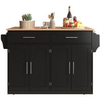 KÜCHENWAGEN 120/46/91,5 cm in Schwarz/Natur mit klappbarer Tischplatte und Rollen - Schwarz, Holzwerkstoff (120/91.5/71cm) - Flora Grace