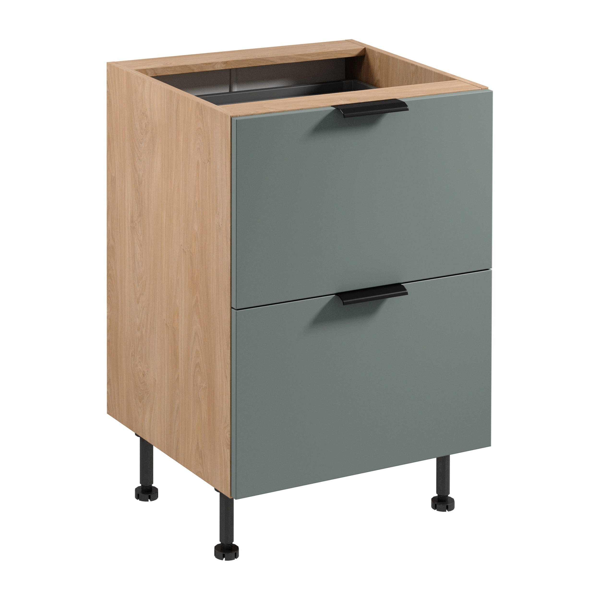 Royal24_Markt Unterschrank Sonoma Eiche, Grün 60x87x52 cm