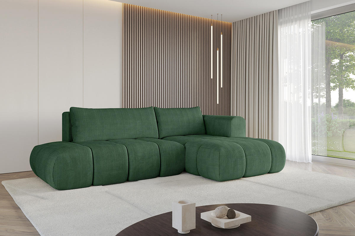 ECKSOFA Ottomane Rechts CLOUD-L 289x180x40 Grün Cord - Grün, Holzwerkstoff/Kunststoff (289/180cm) - ALTDECOR