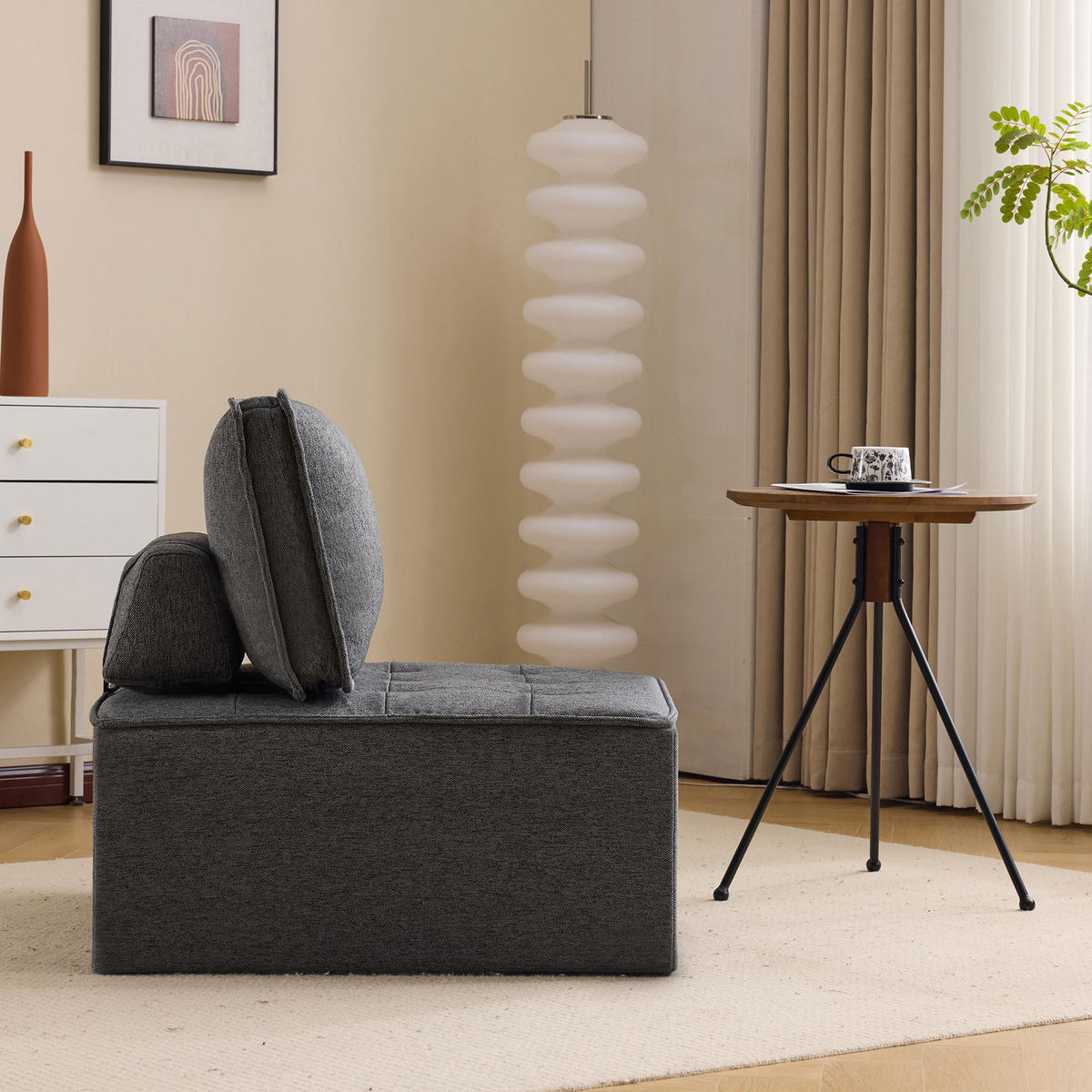 SESSEL Einzelsofa – kleine Sitzgarnitur als Sitzsack, bequemes Sofa für Wohnzimmer, Schlafzimmer, Gästezimmer & Kinderzimmer - Dunkelgrau, Textil (81/81/81cm) - Ej. Life