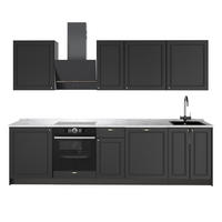 KÜCHENZEILE Fame-Line, Anthrazit-Gold Landhaus/Anthrazit, 280 cm, AP Marmor - Anthrazit, Holzwerkstoff (280/206.8/60cm) - Vicco