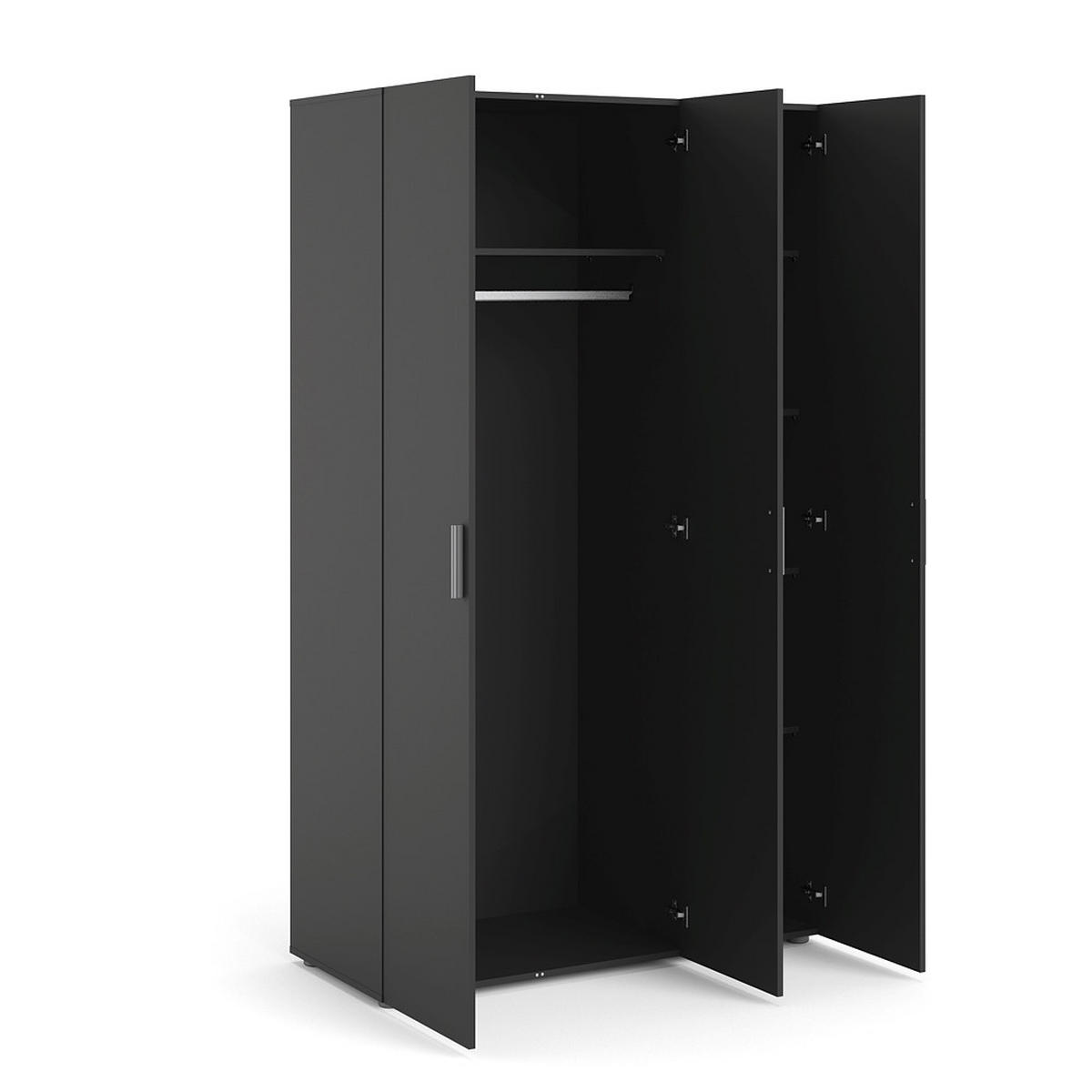 KLEIDERSCHRANK mattschwarz - Schwarz, Holzwerkstoff (118/201/50cm) - ebuy24