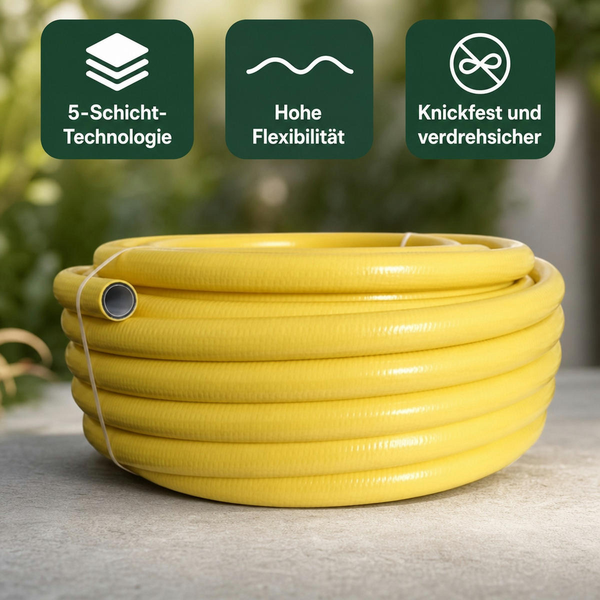 GARTENSCHLAUCH 50m - Gelb, Kunststoff (25cm) - BONI-SHOP