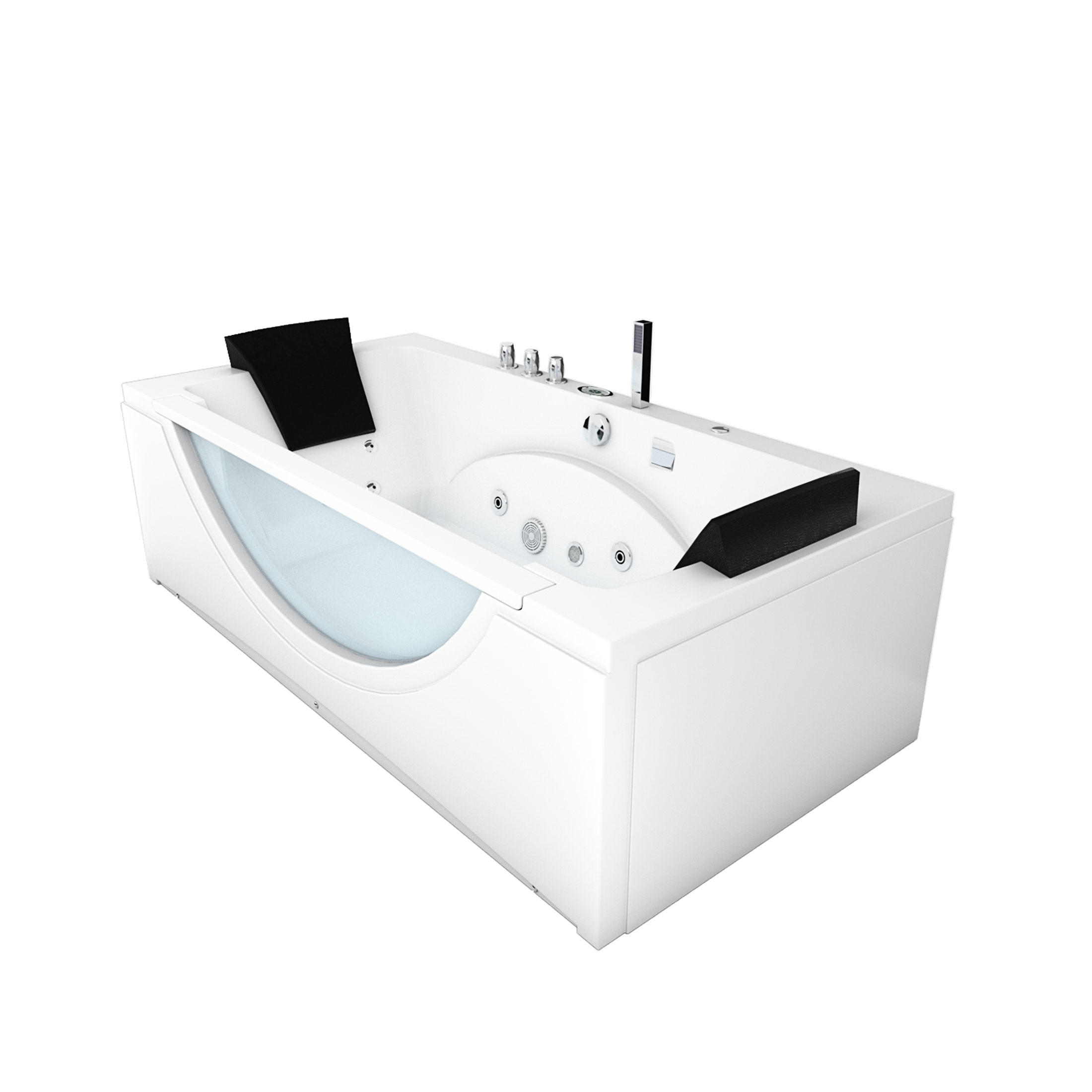 WHIRLPOOL Badewanne Eckwanne Wanne W81R-TH-A 90x180cm - Weiß, Glas/Kunststoff (180/55/90cm) - AcquaVapore by Sandra Jentho