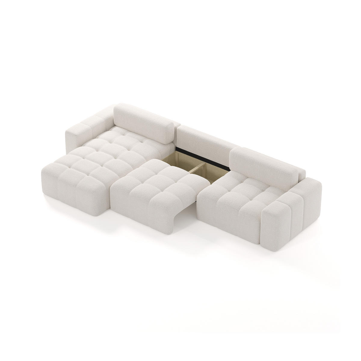 ECKSOFA RIFU SO 300x140 cm, Weiß - Weiß, Textil (346/185cm) - Fedve