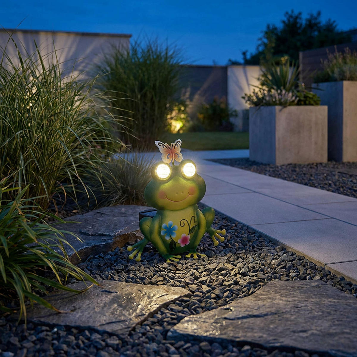 SOLARLEUCHTE Frosch Metall bunt matt LED - Multicolor, Metall (21.5/8/22cm) - Globo Lighting