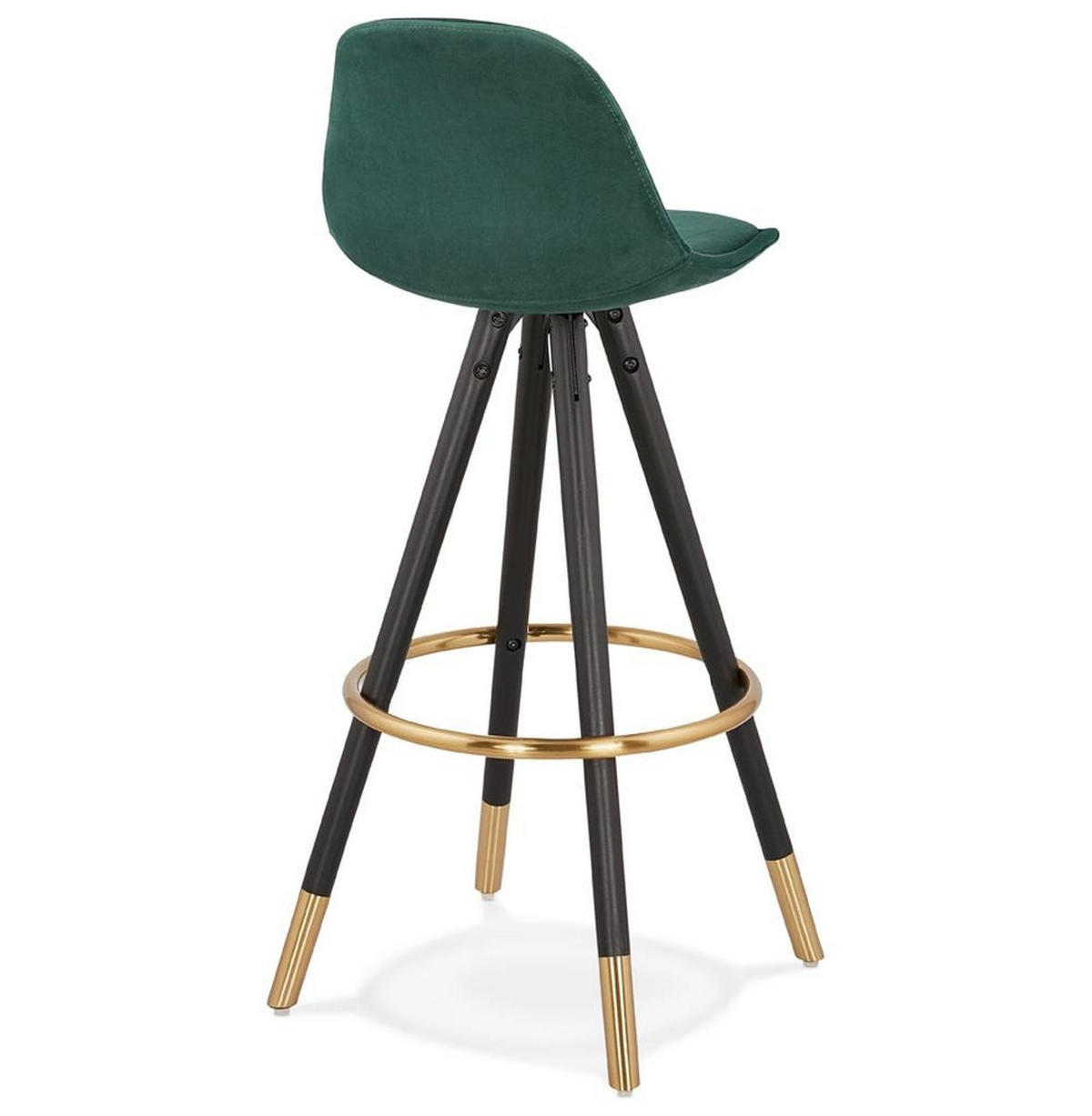 BARHOCKER Samt Holzbeine Sitzhöhe 75cm Eleganter Stil LURALI, Grün 41x41x97 cm - Schwarz/Grün, Buchenholz/Textil (41/97/41cm) - KADIMA DESIGN