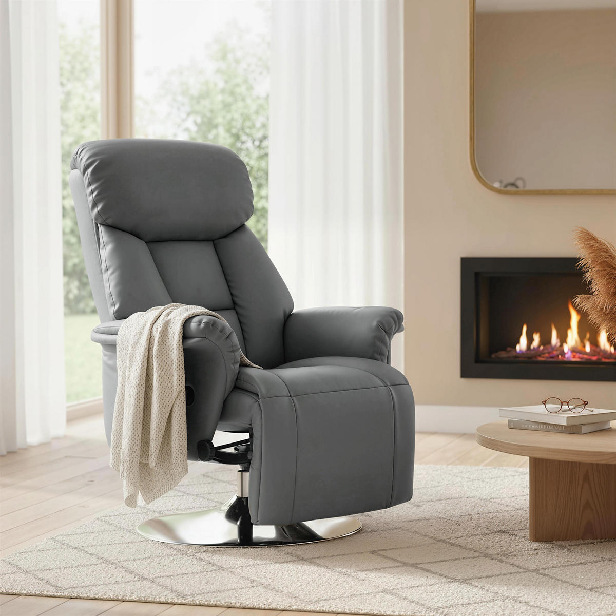 RELAXSESSEL DE-15439 360° drehbar mit 130° Neigung Grau - Grau, Metall (78/109/80cm) - ComfortXL