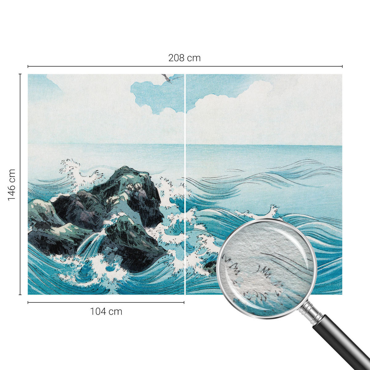 FOTOTAPETE 208x146 cm - Meeresszene - Blau, Textil (208/146cm) - Wallfluent
