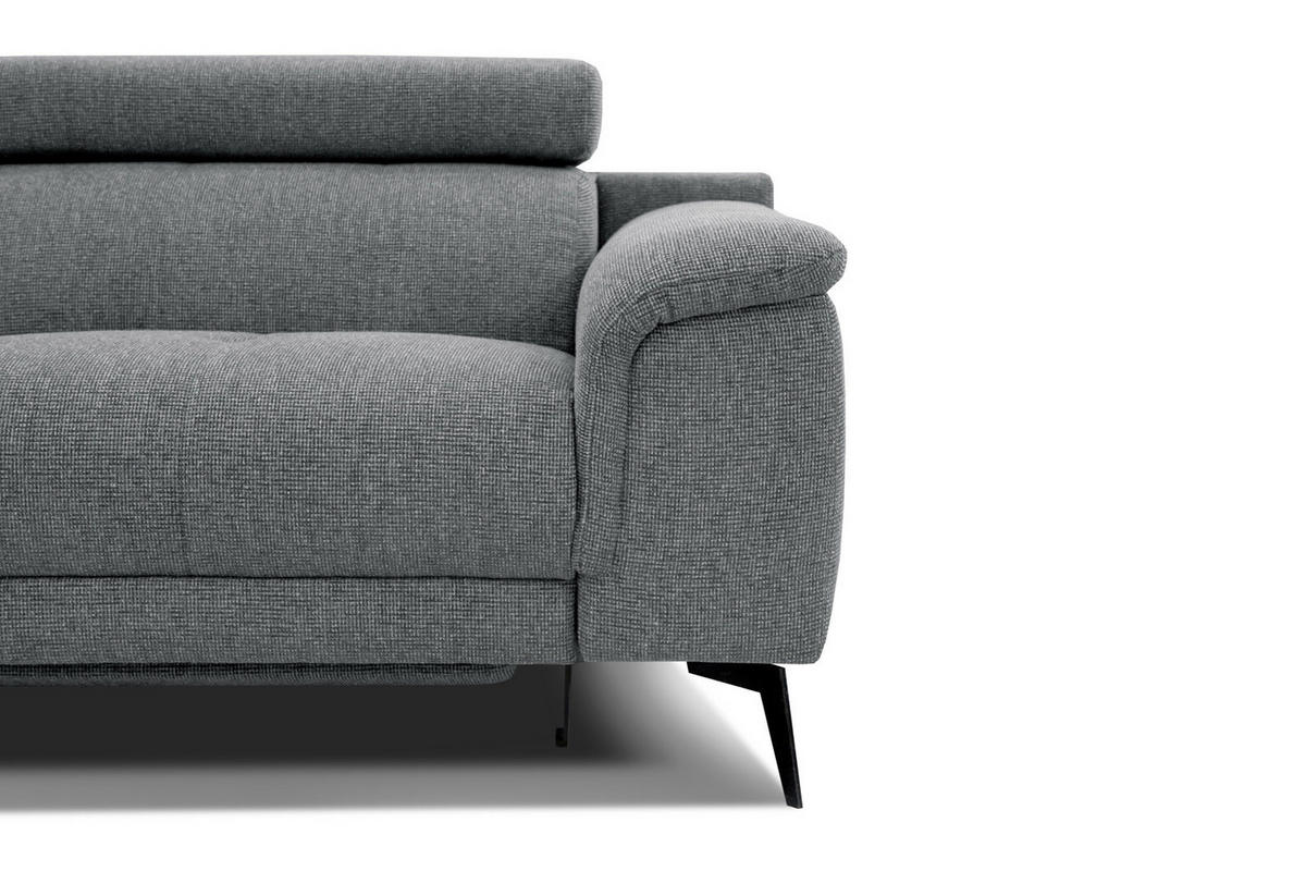 RELAXSOFA FIERO 3-Sitzer mit 1 Relaxfunktion, grau - Schwarz/Grau, Holzwerkstoff/Textil (212/82/103cm) - Courtois Laville