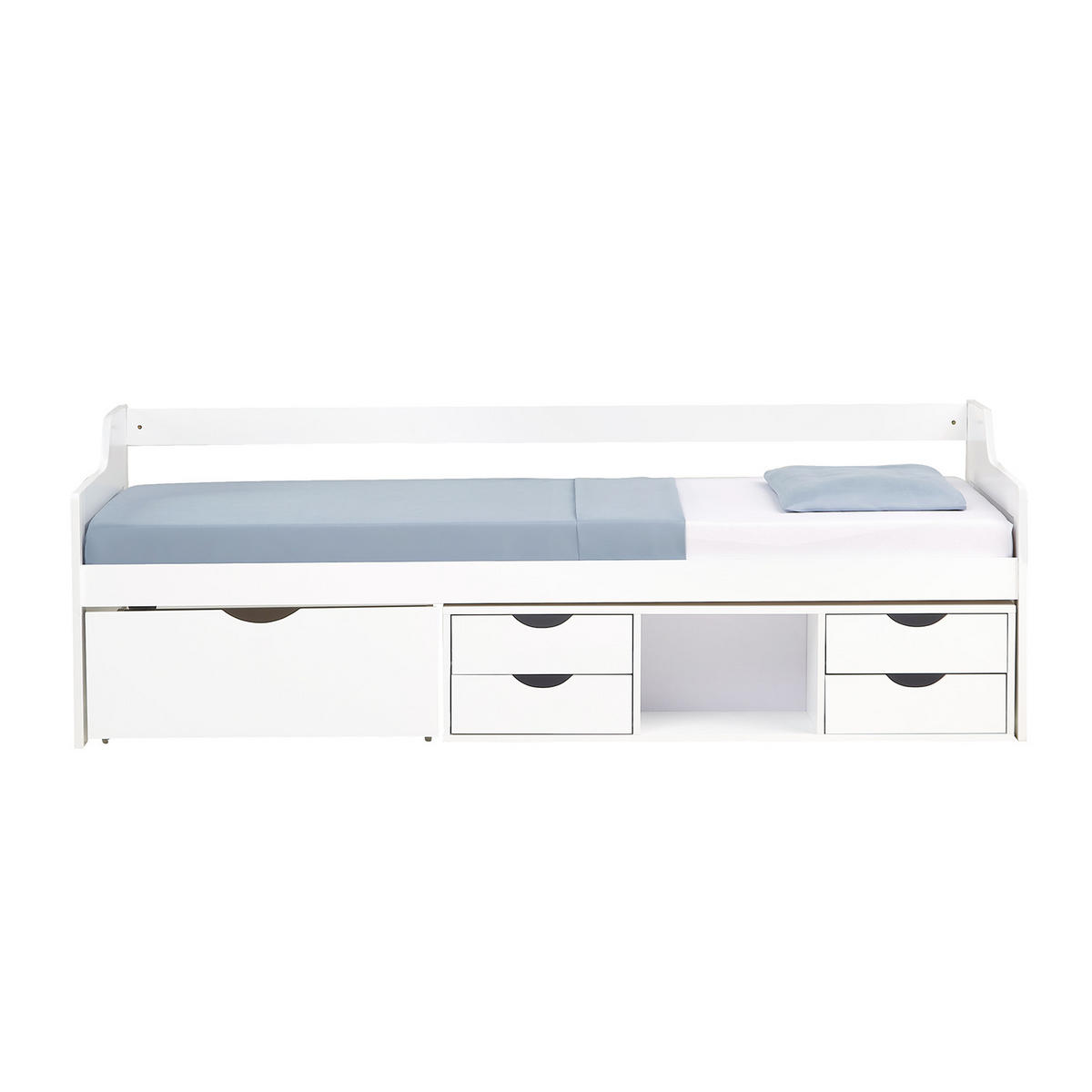 KINDERBETT mit Stauraum 90/200 cm weiß - Weiß, Holz (90/66/200cm) - Homestyle4u