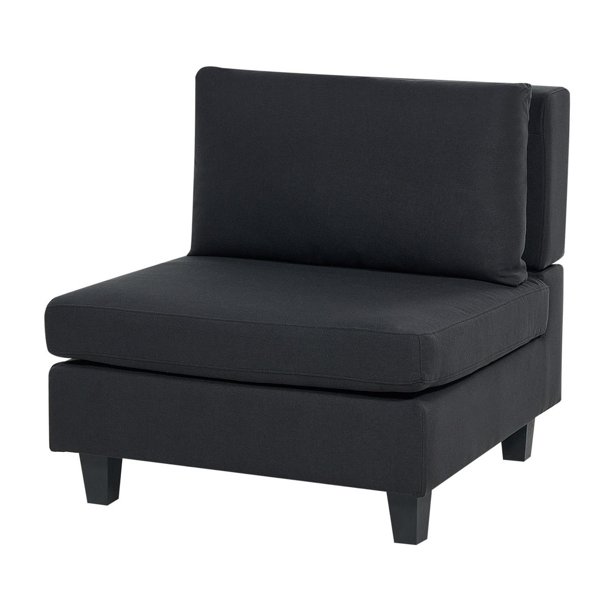 3-SITZER-SOFA Leinenoptik schwarz mit Ottomane Unstad - Schwarz, Textil (228/72/76cm) - Beliani