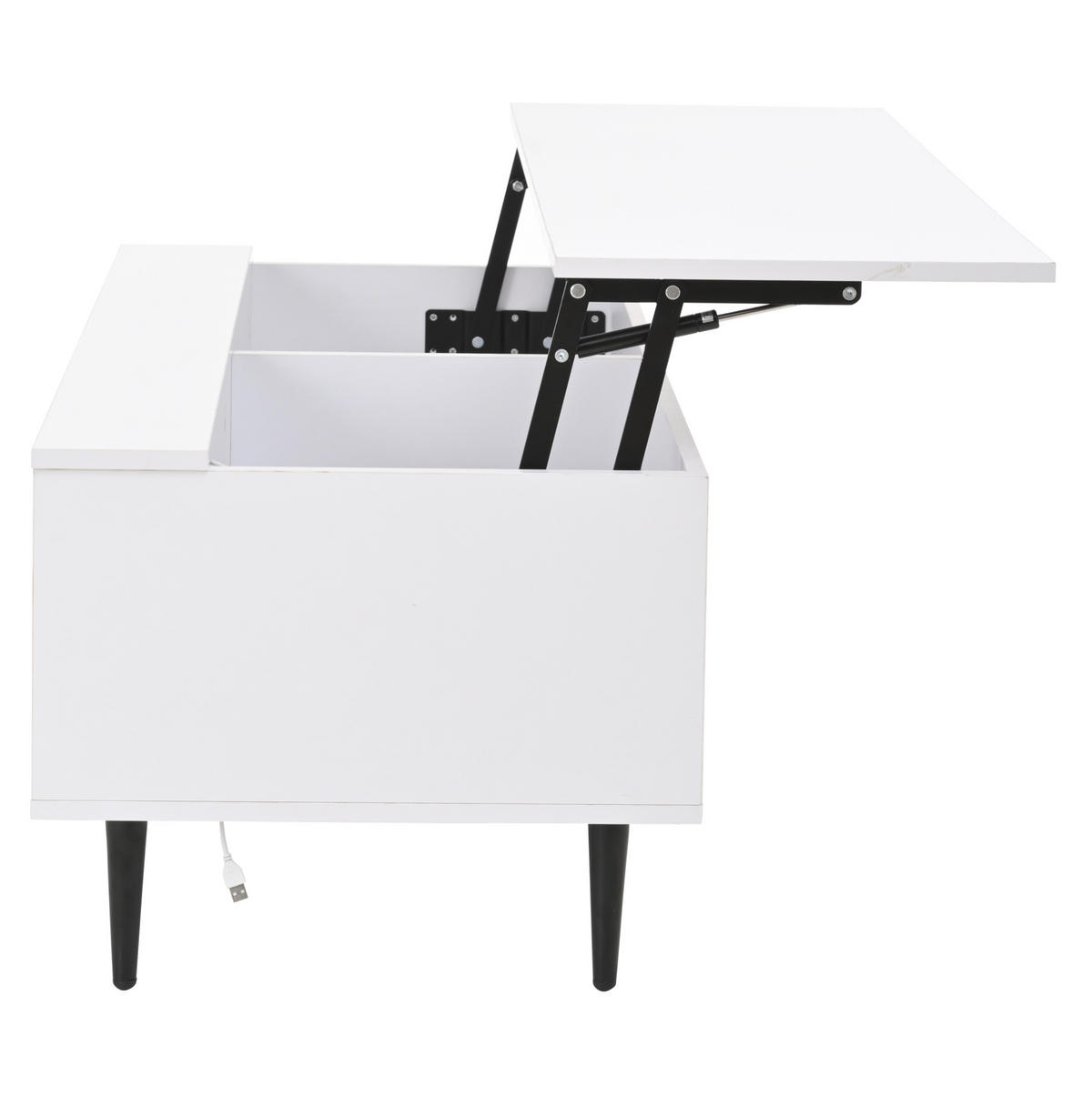 COUCHTISCH 105/50/43 cm höhenverstellbar mit Stauraum und LED-Beleuchtung in Weiß - Weiß, Holzwerkstoff (105/50/43cm) - Flora Grace
