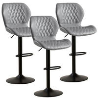 BARHOCKER 3er-Set Grau mit Lehne und Höhenverstellung - Grau, Kunststoff (46.5/111/38cm)