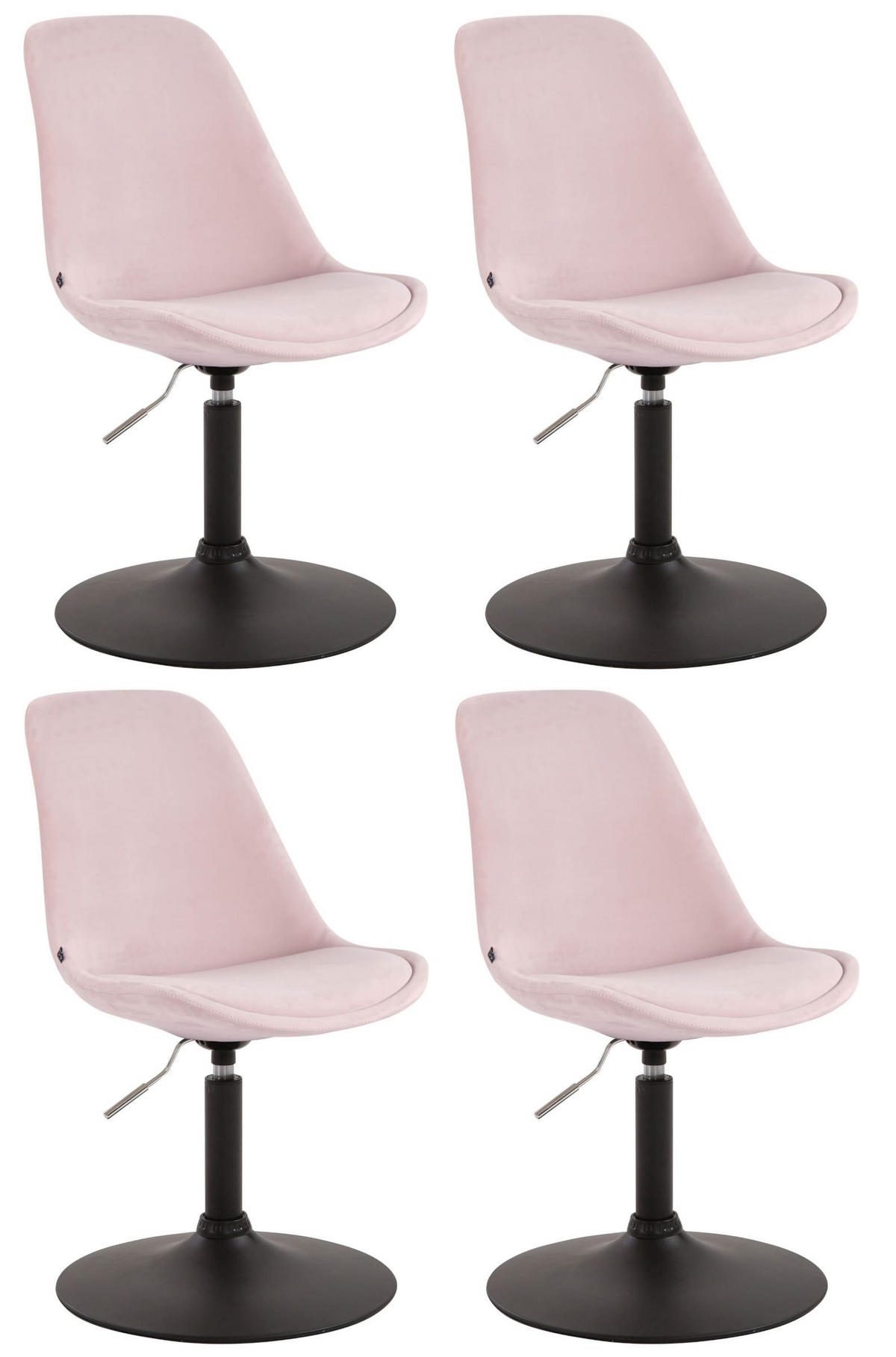 STUHL 4er Set Samt pink - Pink/Schwarz, Textil/Metall (48/76/57cm) - CLP