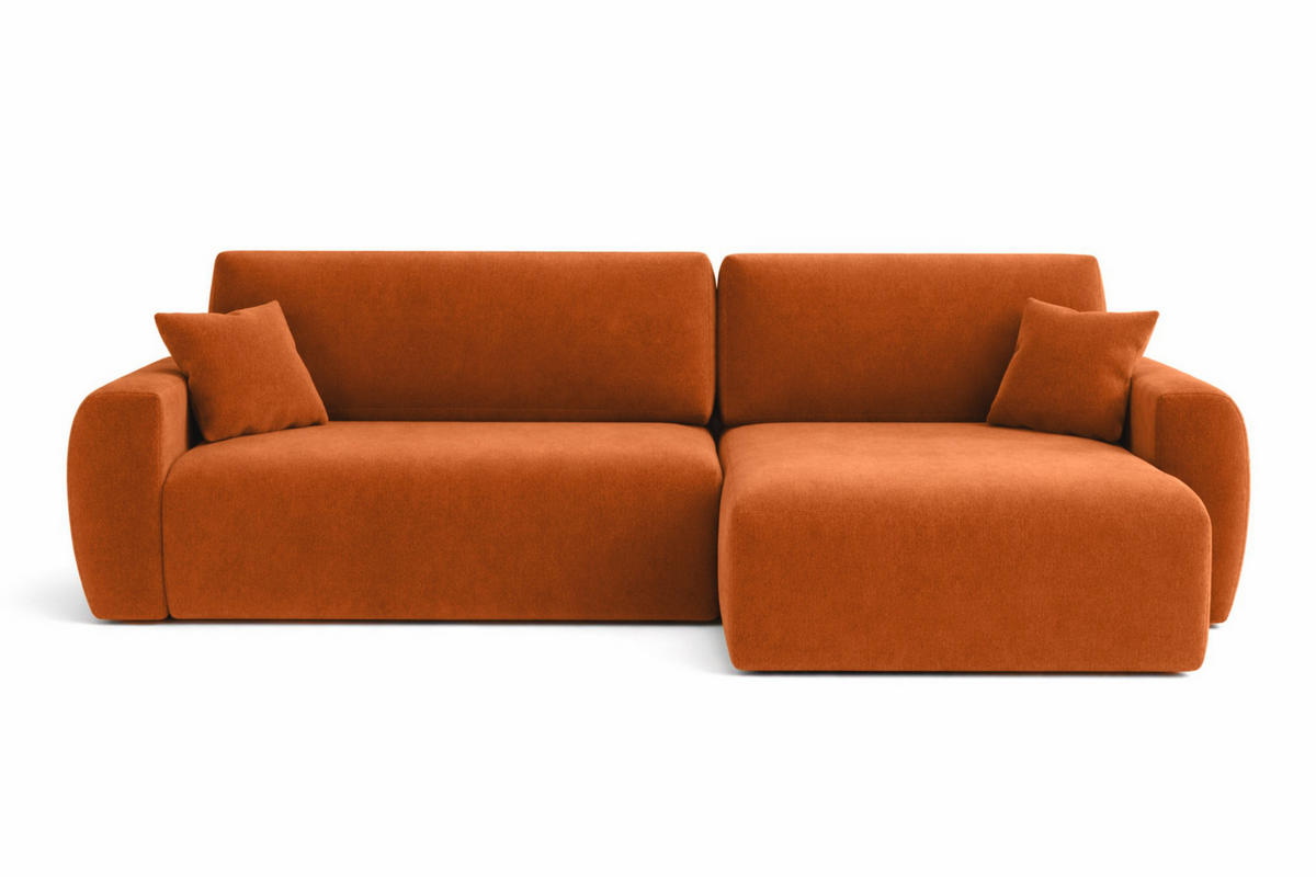 ECKSOFA Mit Schlaffunktion Ariel L, Velours, Stoff Salvador, Braun, Rechts - Braun, Holz (250/142cm) - Kaiser Möbel