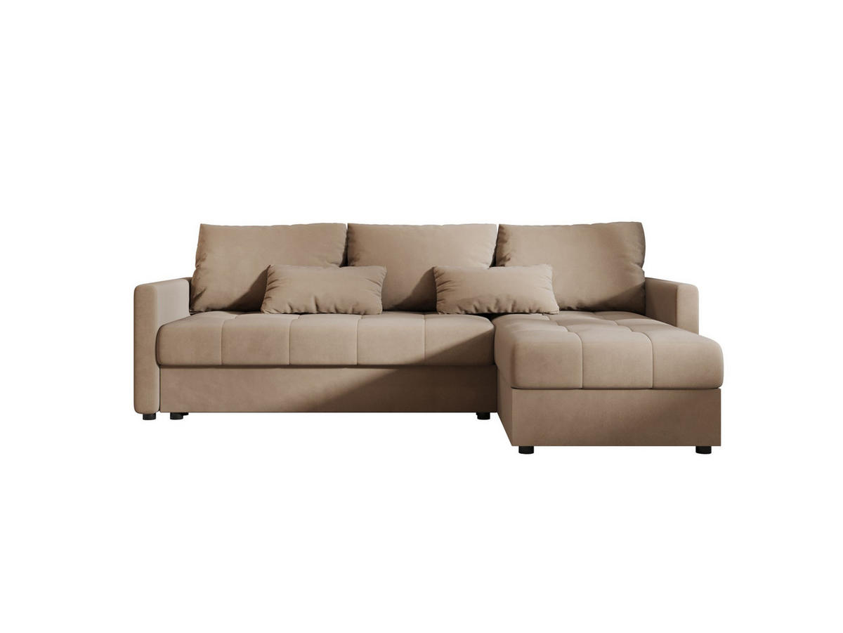 ECKSOFA MOS L BIS Itaka 48 Rechts mit Schlaffunktion - Braun, Textil (220/143cm) - Bedante