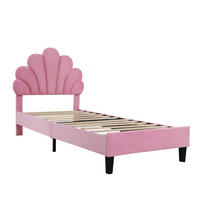 POLSTERBETT 90x200 cm Rosa mit Samt-Kopfteil in Blumenform und Lattenrost - Rosa, Textil (90/200cm) - IVMEU