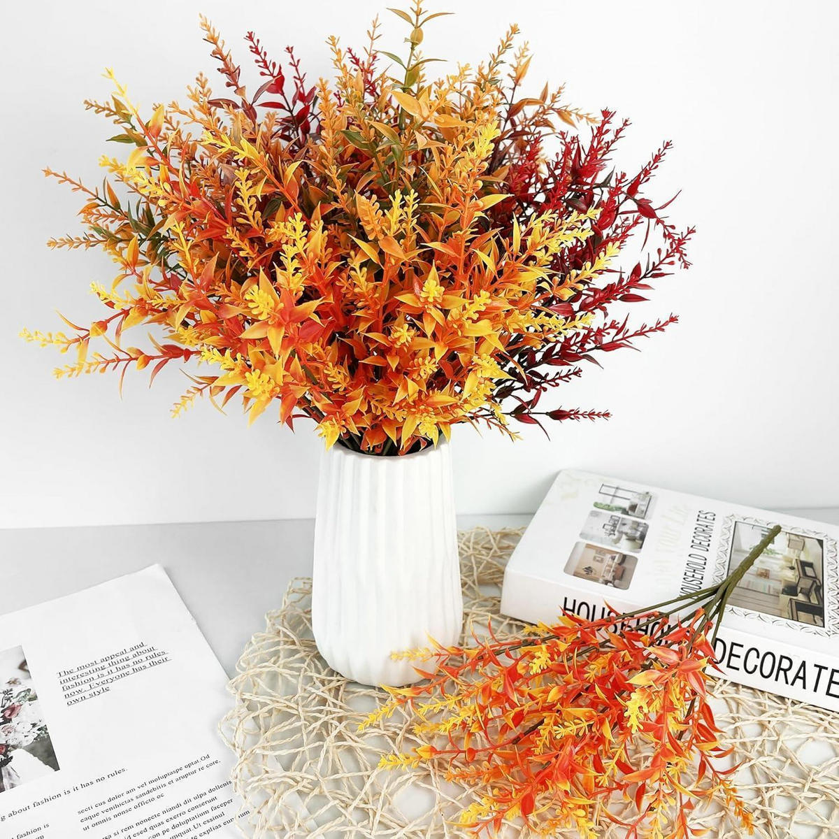 KÜNSTLICHE Herbstblumen 8-teiliges Set Gelb - Multicolor, Kunststoff (35cm)