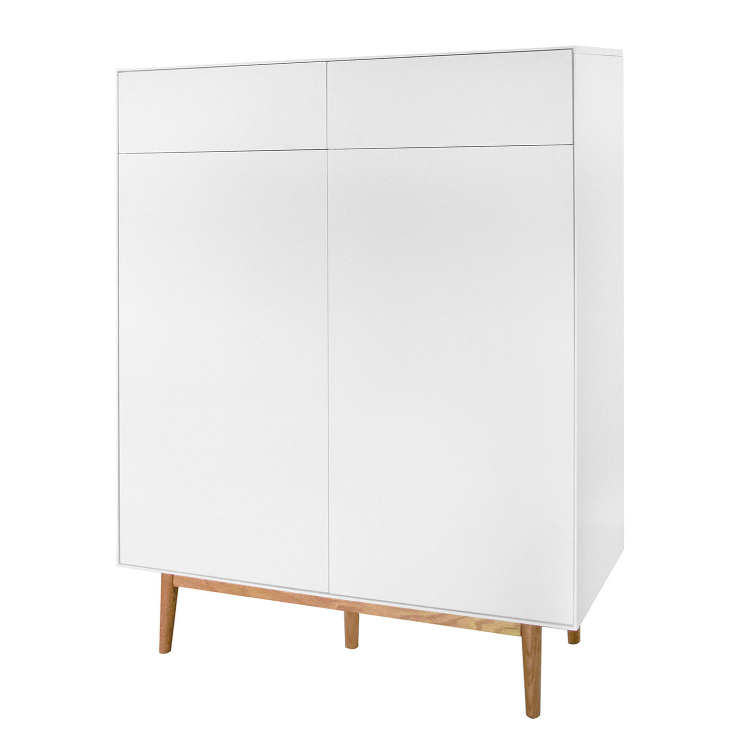 SCHUHKOMMODE mit 2 Schubladen - Eichefarben/Weiß, Holzwerkstoff (110/132/38cm) - home24